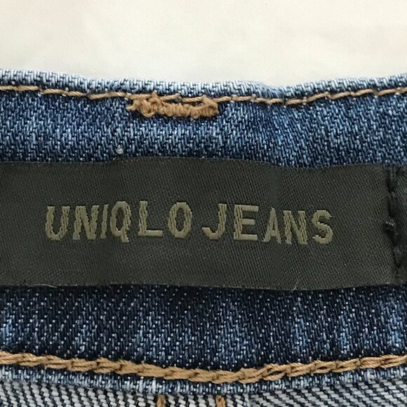 Uniqlo Skinny Straight Jeans Women 26 Blue Mid Rise Medium Wash Kaihara Fabric - Picture 3 of 12